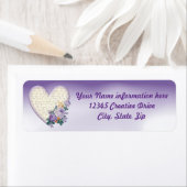 Heart Flowers Musical Notes Paars Return Address Etiket (Insitu)