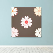 Heart Flowers op Coffee Brown Canvas Afdruk (Insitu (Houten vloer))