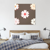 Heart Flowers op Coffee Brown Canvas Afdruk (Insitu (Slaapkamer))
