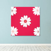 Heart Flowers op Crimson Red Canvas Afdruk (Insitu (Houten vloer))