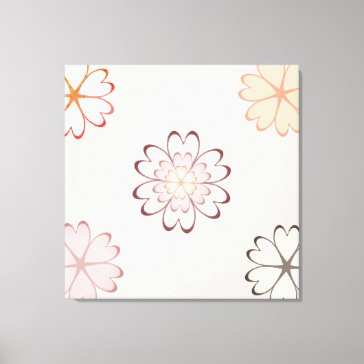 Heart Flowers op Light Beige Canvas Afdruk (Voorkant)