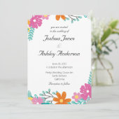 Heart Flowers Wedding Invitation Kaart (Staand voorkant)