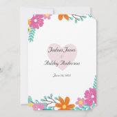 Heart Flowers Wedding Invitation Kaart (Achterkant)