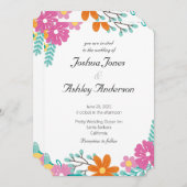 Heart Flowers Wedding Invitation Kaart (Voorkant / Achterkant)