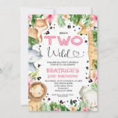 Heart Font Floral Foliage Safari Two Wild Birthday Kaart (Voorkant)