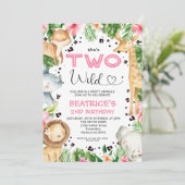 Heart Font Floral Foliage Safari Two Wild Birthday Kaart (Staand voorkant)