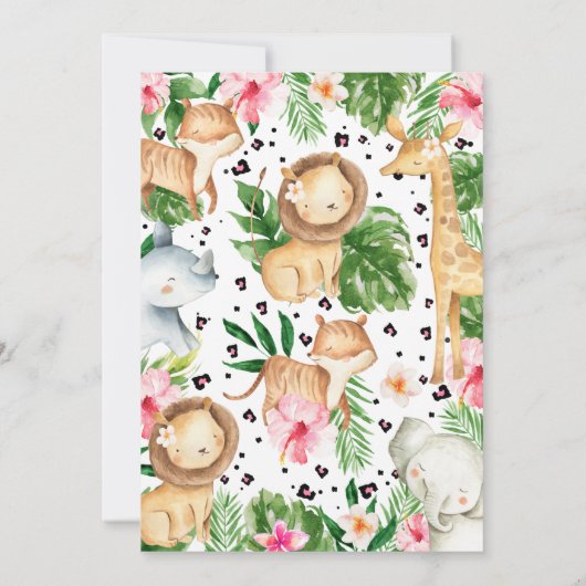 Heart Font Floral Foliage Safari Two Wild Birthday Kaart (Achterkant)