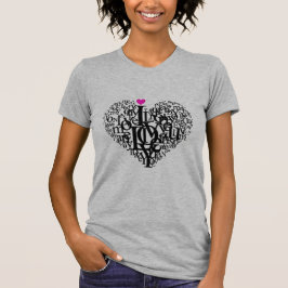 Heart Form Love Text T-Shirt