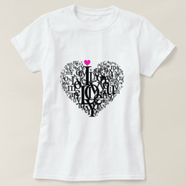 Heart Form Love Text T-Shirt