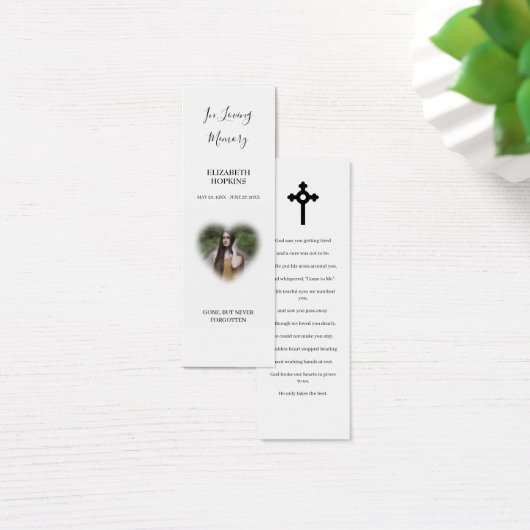 Heart Foto Funeral Memorial Poem Bladwijzer Kaart (Bureau)