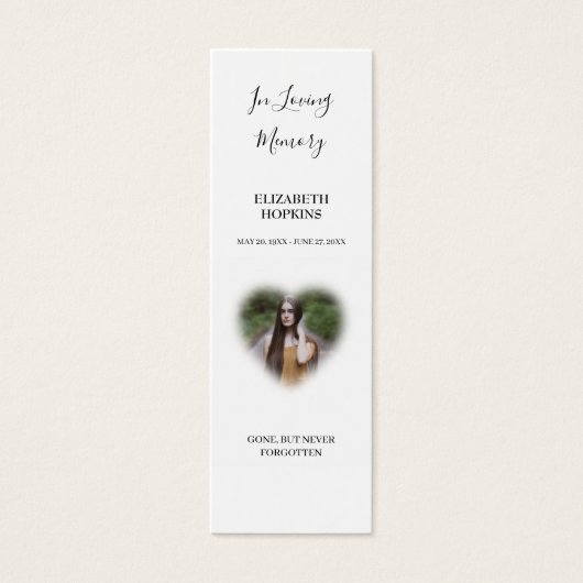 Heart Foto Funeral Memorial Poem Bladwijzer Kaart (Voorkant)