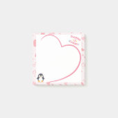 Heart Frame and Kawaii Penguin pink post it notes (Voorkant)