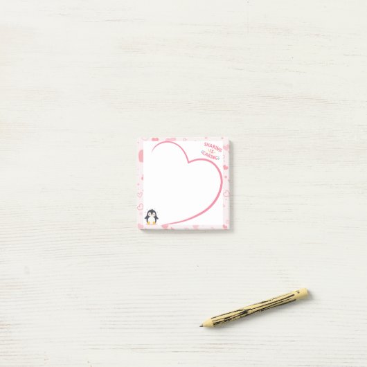 Heart Frame and Kawaii Penguin pink post it notes (Op bureau)
