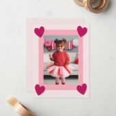 Heart Frame Kid Photo Valentine Card, Child School Notitiekaartje (Voorkant / Achterkant in situ)