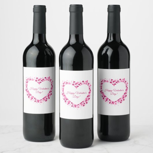 Heart Frame Valentine's Wine Label Wijn Etiket (Flessen)