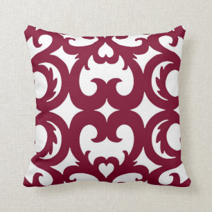 Heart Fretwork Scroll Pattern Cranberry Red Kussen