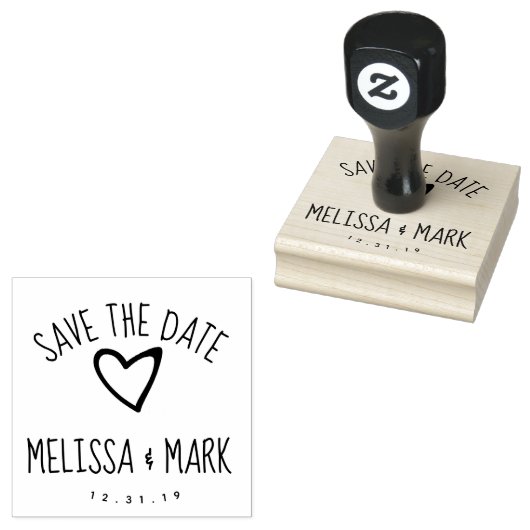Heart Fun Lettering Save the Date Rubberstempel (Gestempeld)