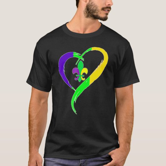Heart Funny Fleur De Lis Cute Mardi Gras Women T-shirt (Voorkant)