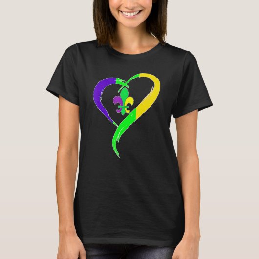 Heart Funny Fleur De Lis Cute Mardi Gras Women T-shirt (Voorkant)