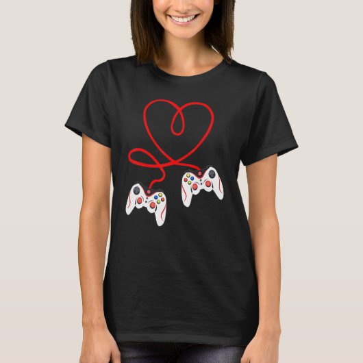 Heart Game Controllers Video Gamers Gaming Valenti T-shirt (Voorkant)