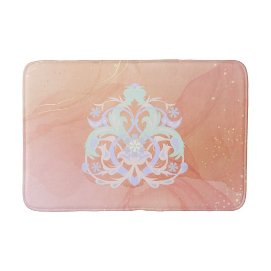 Heart Garden – Blue & Green Floral Design Badmat (Voorkant)