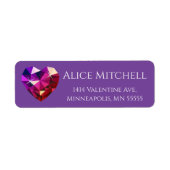 Heart Gemstone Purple Return Address Etiket (Voorkant)