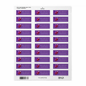 Heart Gemstone Purple Return Address Etiket (Full Sheet)