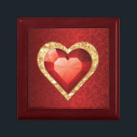 Heart Gemstone Ruby effect Gift Box Cadeaudoosje<br><div class="desc">Hart gemstone ruby effect op de rode demask achtergrond. Een mooie sieraden voor je geliefde.</div>