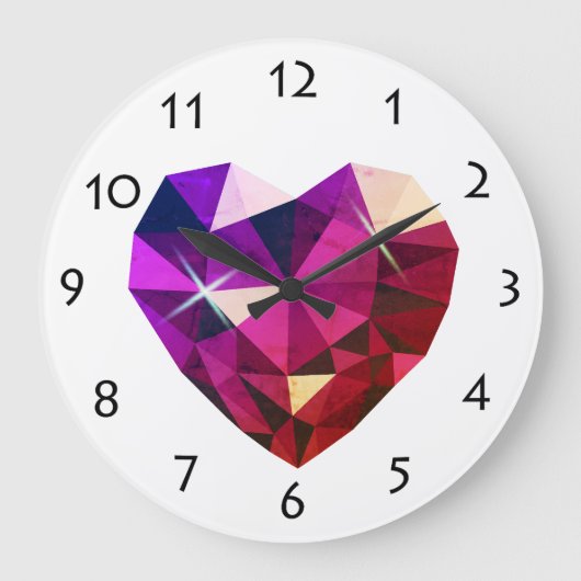 Heart Gemstone Wall Clock Grote Klok (Voorkant)