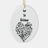 HEART-GESCHAPTE MUSISCHE NOTEN-ONZE 1e CHRISTMAS D Keramisch Ornament (Rechts)