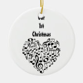 HEART-GESCHAPTE MUSISCHE NOTEN-ONZE 1e CHRISTMAS D Keramisch Ornament (Voorkant)