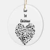 HEART-GESCHAPTE MUSISCHE NOTEN-ONZE 1e CHRISTMAS D Keramisch Ornament (Links)