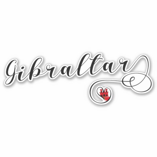 Heart Gibraltar Flag, I Love Gibraltar, Llanitos Sticker (Voorkant)