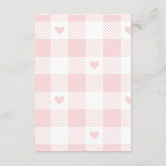 Heart Gingham Franse Teddy Diapper Raffle Informatiekaartje (Achterkant)