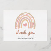 Heart Girl Boho Rainbow Baby shower Hartelijk dank Folie Uitnodiging (Voorkant)