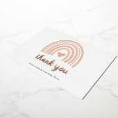 Heart Girl Boho Rainbow Baby shower Hartelijk dank Folie Uitnodiging (Gedraaid)