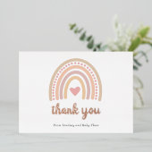 Heart Girl Boho Rainbow Baby shower Hartelijk dank Folie Uitnodiging (Staand Voorkant)