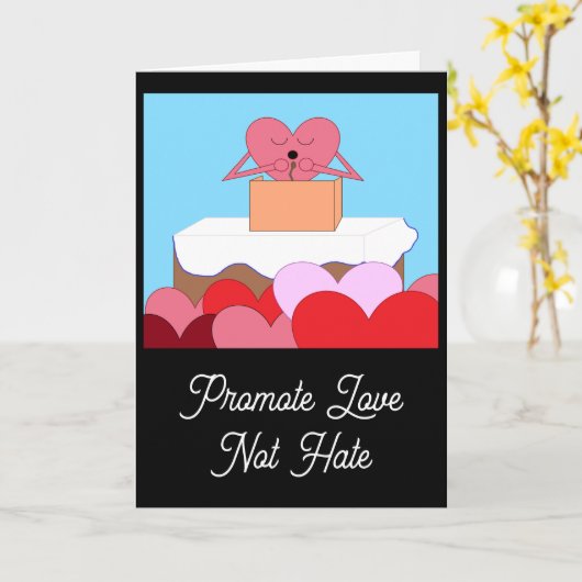 Heart Giving A Speech Over Liefde: Blank Kaart (Gele Bloem)