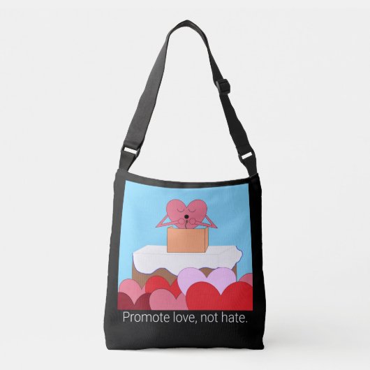 Heart Giving A Speech Over Liefde: Crossbody Tas (Voorkant)