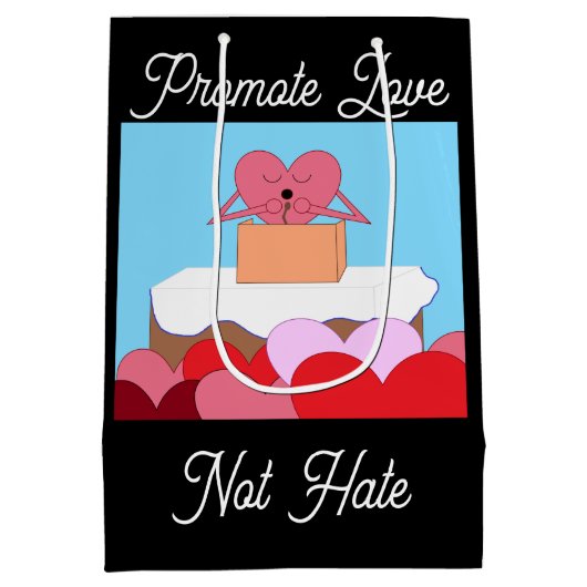 Heart Giving A Speech Over Liefde: Medium Cadeauzakje (Achterkant)