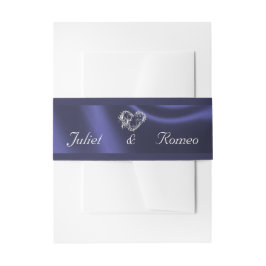 Heart & Glitter - Blauwe bruiloft Uitnodigingen Wikkel