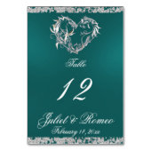 Heart & Glitter - Blauwgroen Tafelnummer (Achterkant)