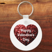 Heart Glitter sparkles Happy Valentine's Day White Sleutelhanger (Voorkant)