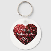 Heart Glitter sparkles Happy Valentine's Day White Sleutelhanger (Achterkant)