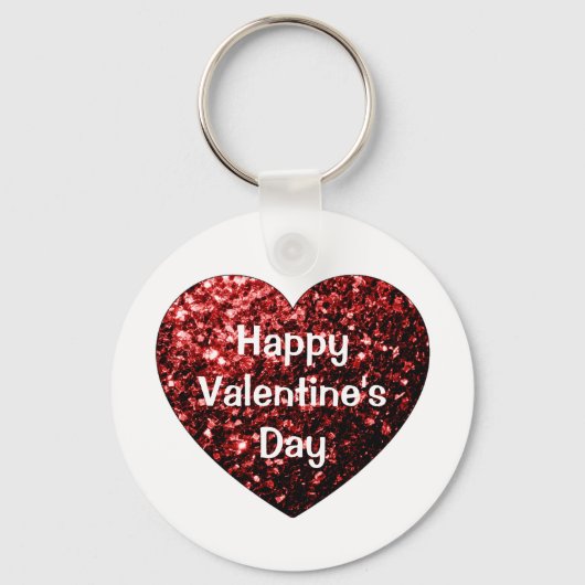 Heart Glitter sparkles Happy Valentine's Day White Sleutelhanger (Achterkant)