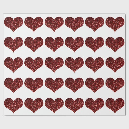 Heart Glittery Red Glitter Sparkle Pattern Weddens Cadeaupapier (Vlak)