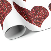 Heart Glittery Red Glitter Sparkle Pattern Weddens Cadeaupapier (Rol Hoek)