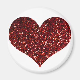 Heart Glittery Red Glitter Sparkly Pattern Weddens Magneet