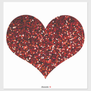 Heart Glittery Red Glitter Sparkly Pattern Weddens Sticker