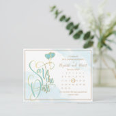 Heart Glod 50th Jubileum Save The Date Aankondigingskaart (Staand voorkant)